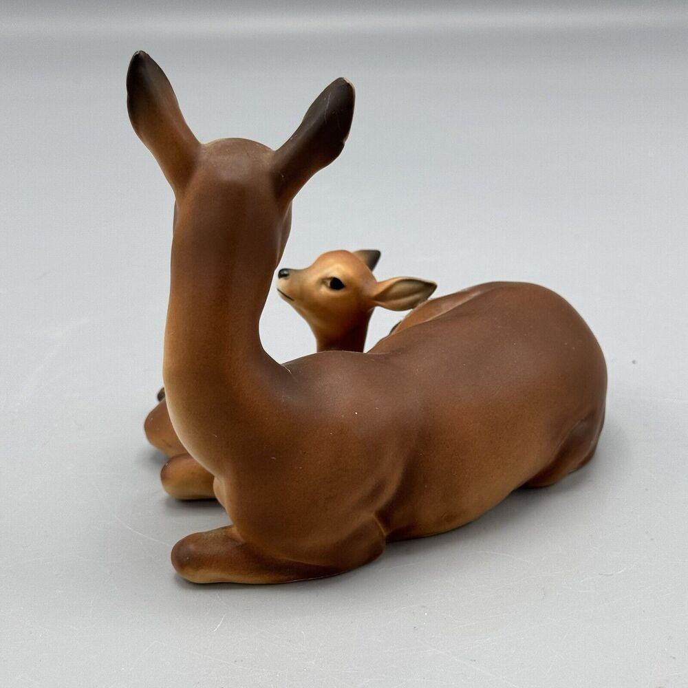 Vintage Norcrest Japan Porcelain Doe And Fawn Ceramic Figurine Deer A-56 Kitschy - Picture 6 of 11